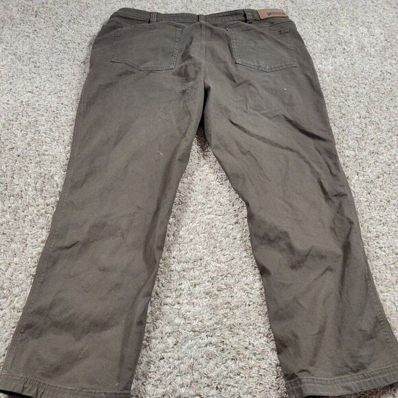 Duluth Trading Flex Fire Hose Jeans Mens 42x28.5 Tag 42x30 Brown Relaxed Flaws* - Picture 6 of 7